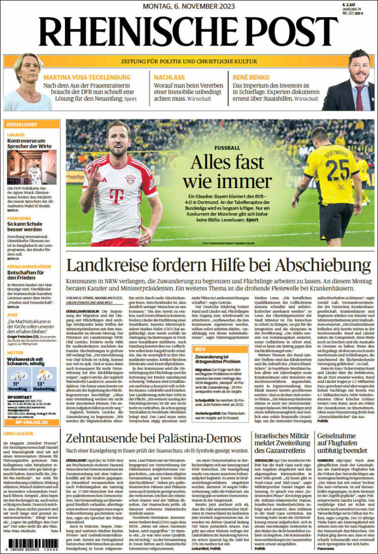 Portada de Rheinische Post (Alemania)