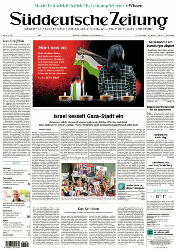 Portada de Sueddeutsche (Alemania)