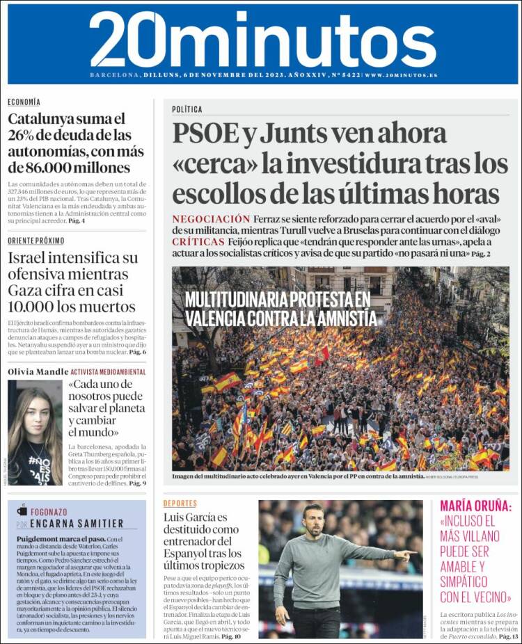 Portada de 20 Minutos - Barcelona (Espa&ntilde;a)