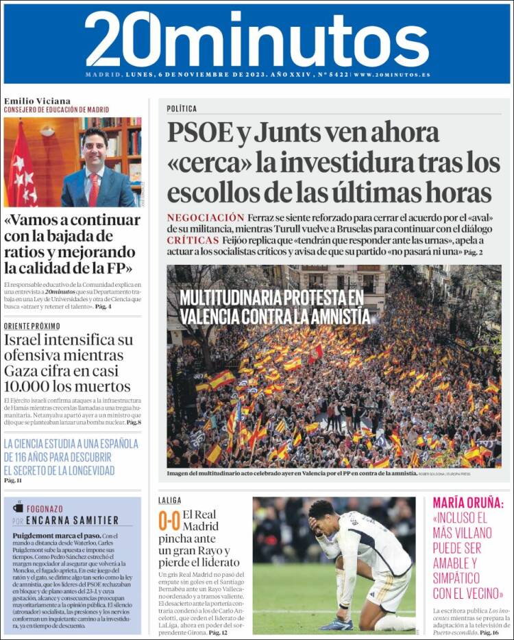 Portada de 20 Minutos - Madrid (Espa&ntilde;a)
