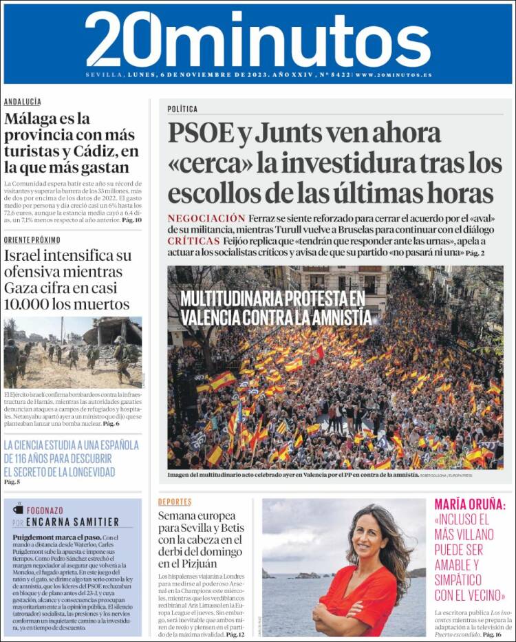 Portada de 20 Minutos - Sevilla (Espa&ntilde;a)