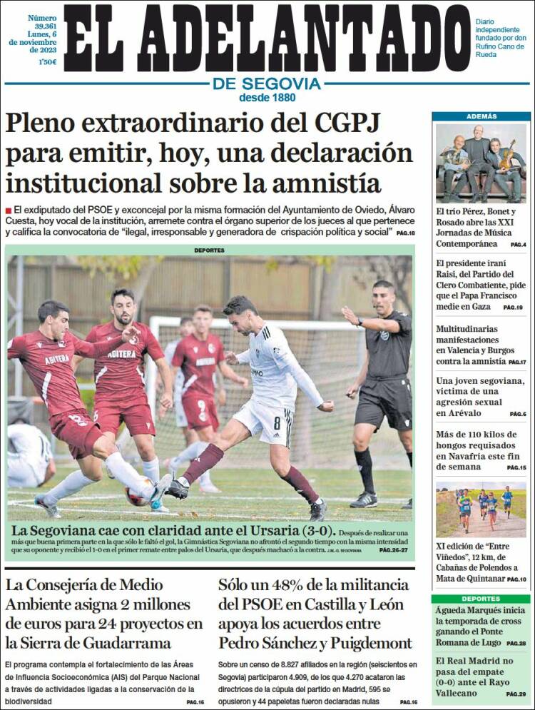 Portada de El Adelantado de Segovia (Espa&ntilde;a)