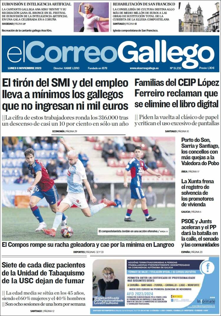 Portada de El Correo Gallego (Espa&ntilde;a)