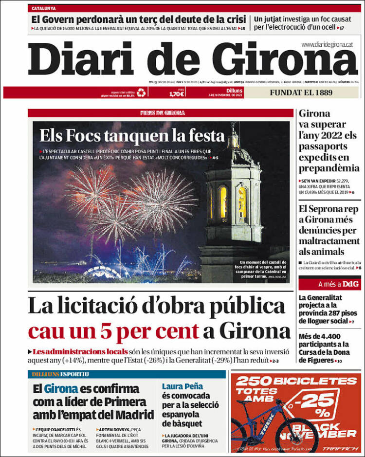 Portada de Diari de Girona (Espa&ntilde;a)