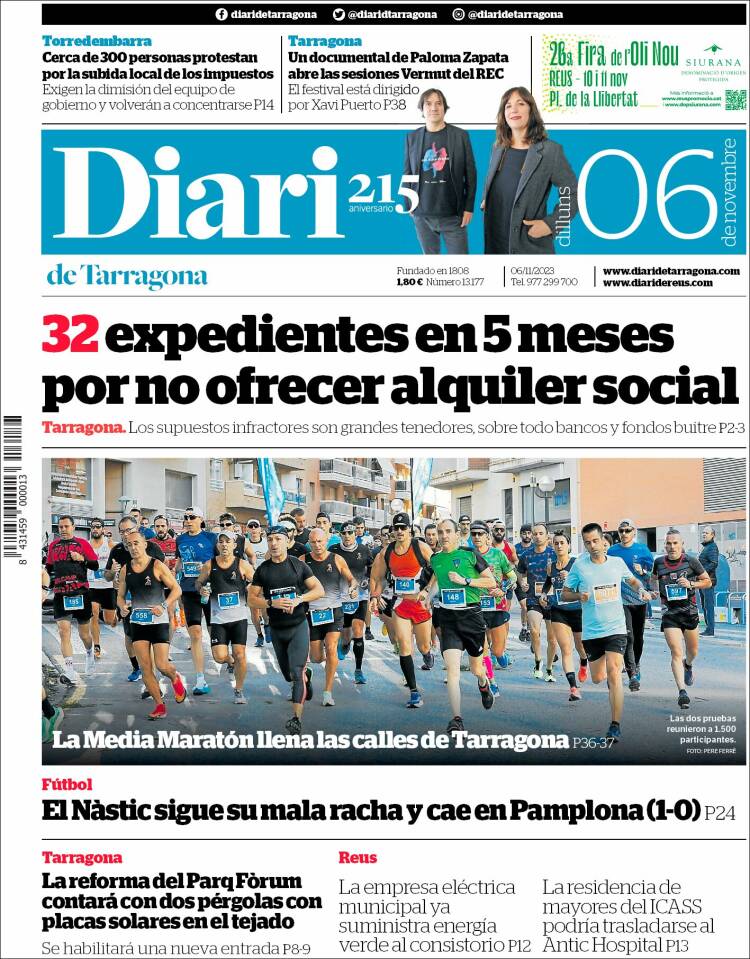 Portada de Diari de Tarragona (Espa&ntilde;a)