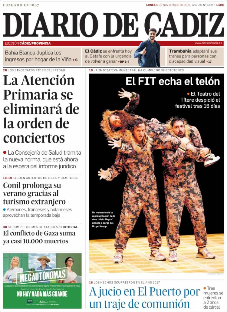 Portada de Diario de Cádiz (Espa&ntilde;a)