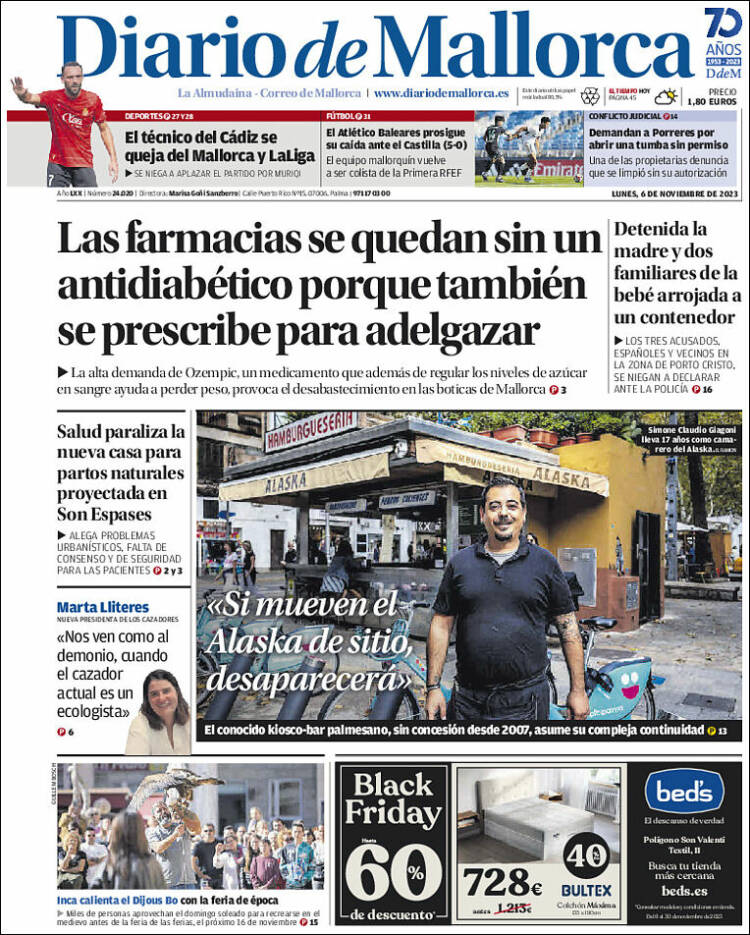 Portada de Diario de Mallorca (Espa&ntilde;a)