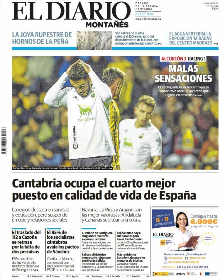 Portada de El Diario Montañés (Espa&ntilde;a)