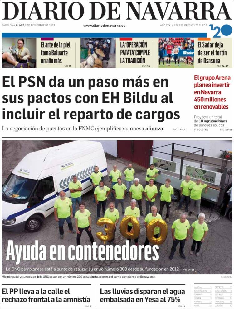 Portada de Diario de Navarra (Espa&ntilde;a)