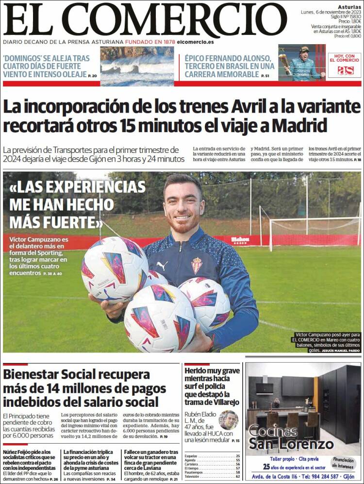 Portada de El Comercio (Espa&ntilde;a)