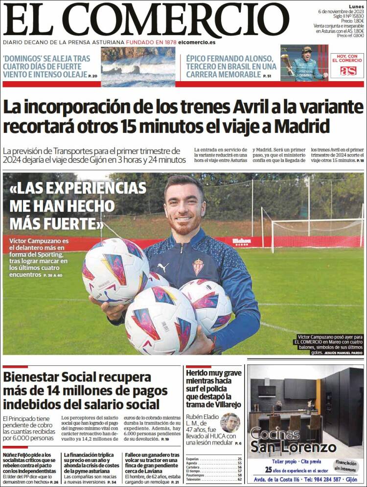 Portada de El Comercio - Gijón (Espa&ntilde;a)