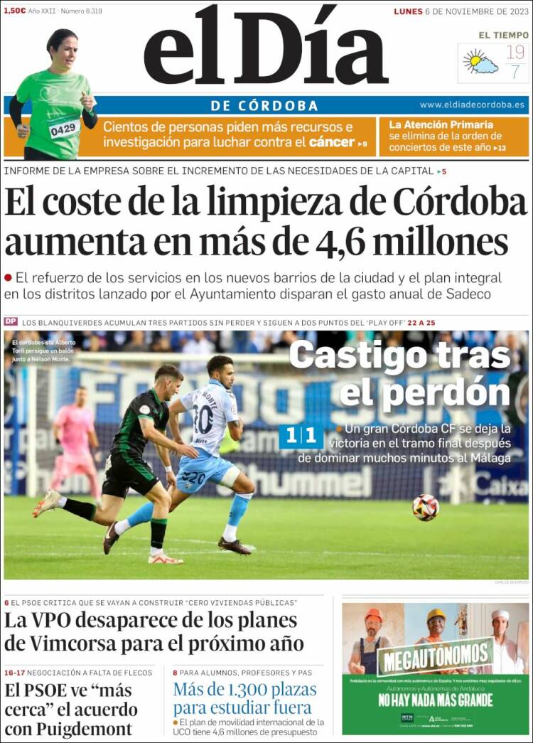 Portada de El Día de Córdoba (Espa&ntilde;a)