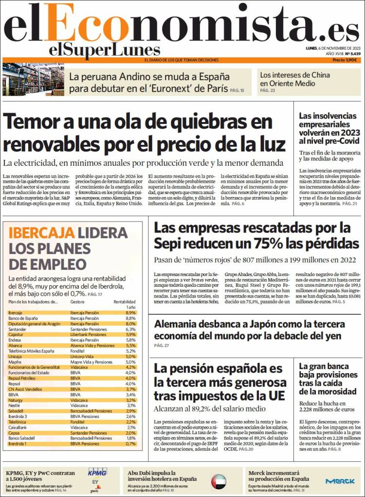 Portada de El Economista (Espa&ntilde;a)