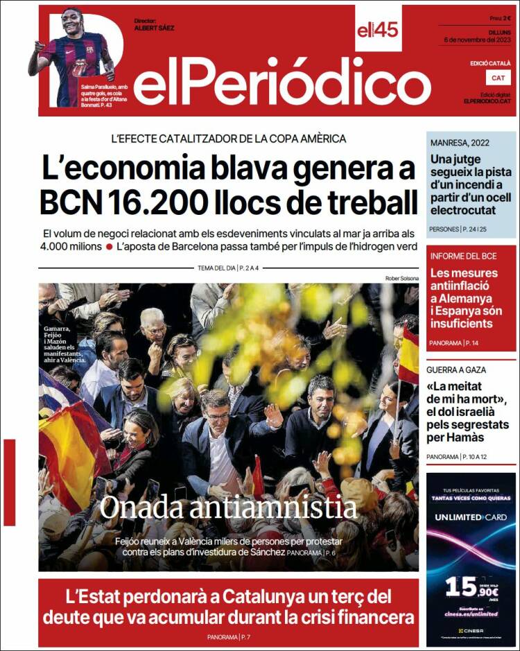 Portada de El Periódico de Catalunya (Espa&ntilde;a)