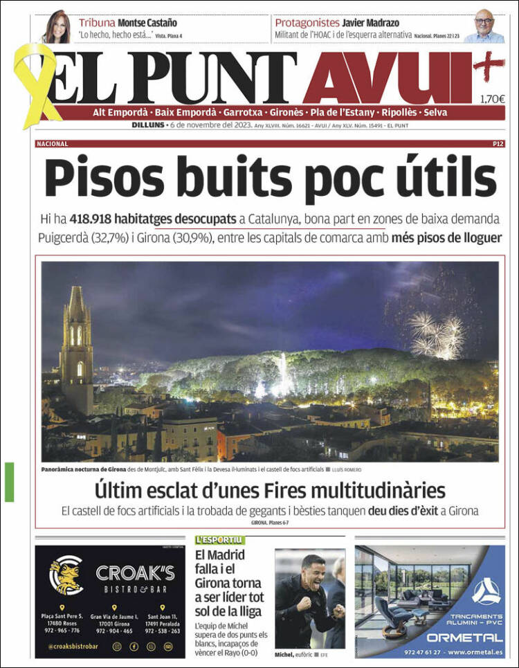 Portada de El Punt Avui - Girona (Espa&ntilde;a)