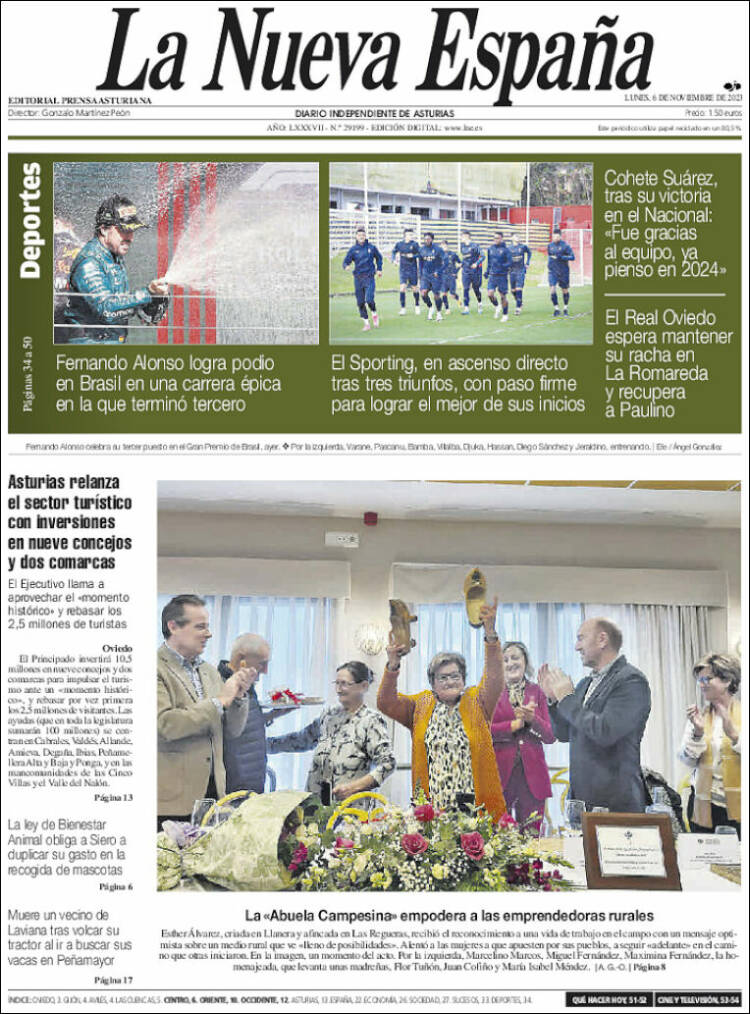 Portada de La Nueva España (Espa&ntilde;a)