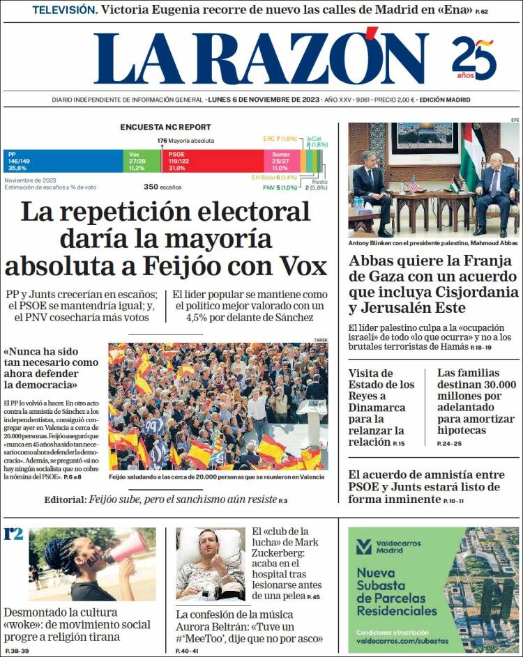 Portada de La Razón (Espa&ntilde;a)