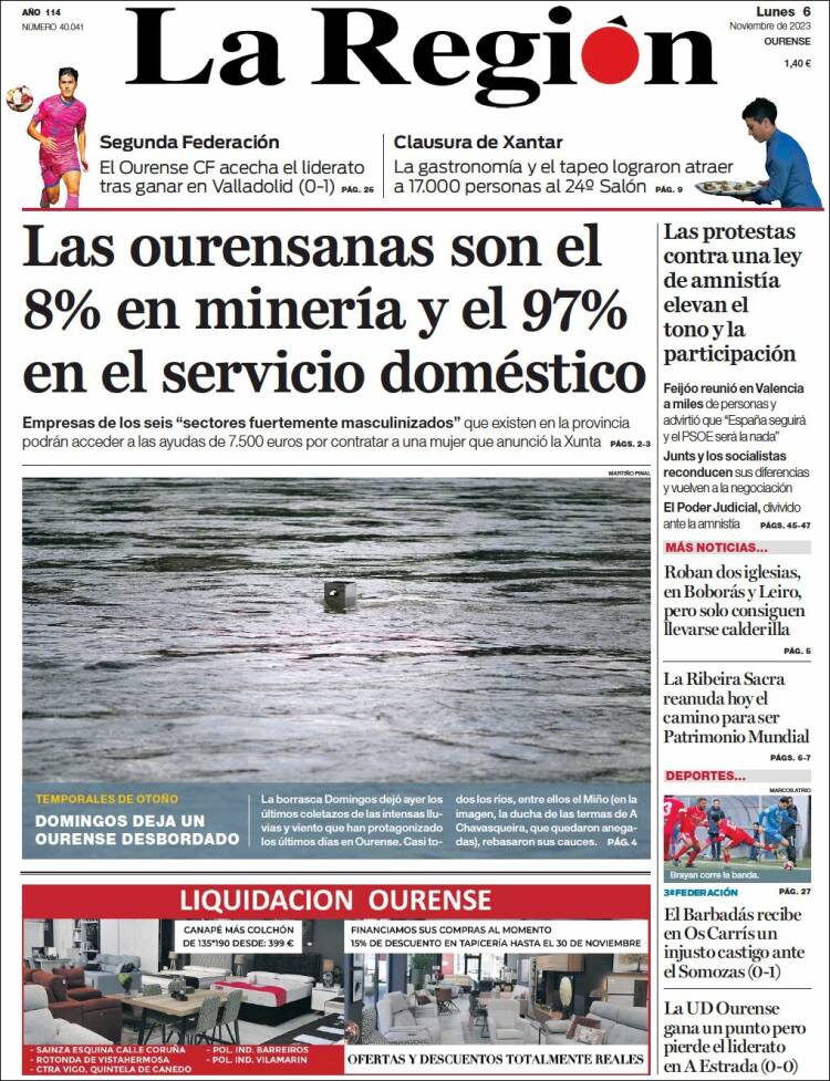 Portada de La Región de Ourense (Espa&ntilde;a)