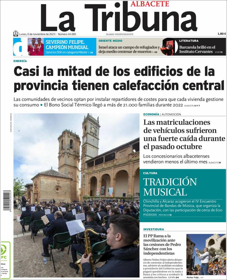 Portada de La Tribuna de Albacete (Espa&ntilde;a)