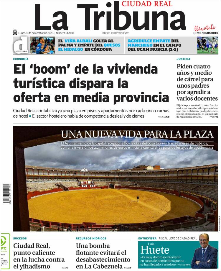 Portada de La Tribuna de Ciudad Real (Espa&ntilde;a)