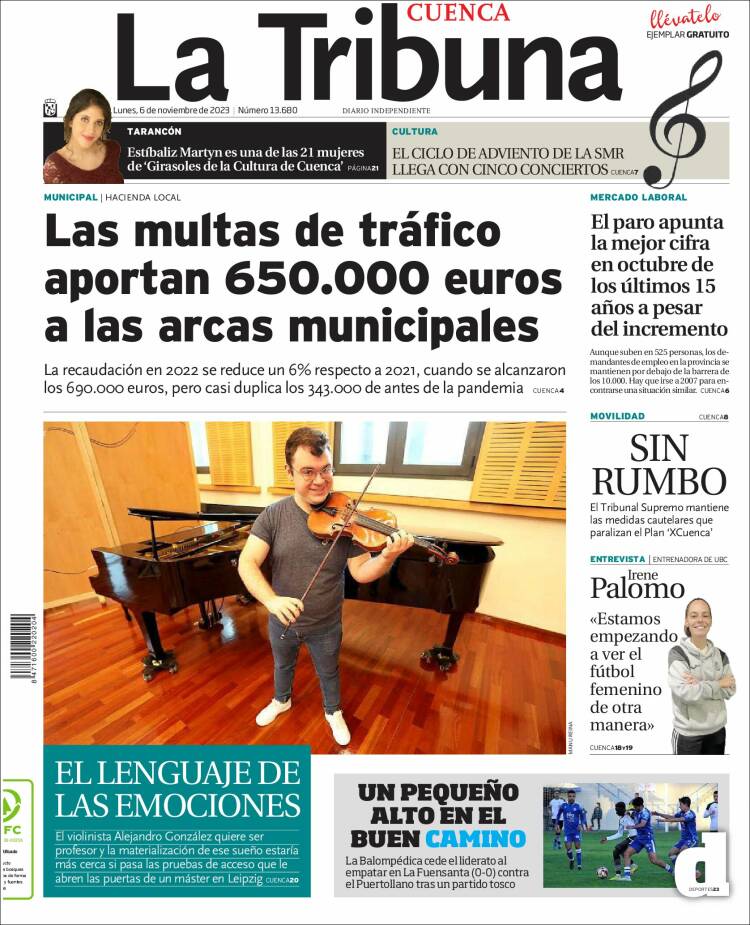 Portada de La Tribuna de Cuenca (Espa&ntilde;a)