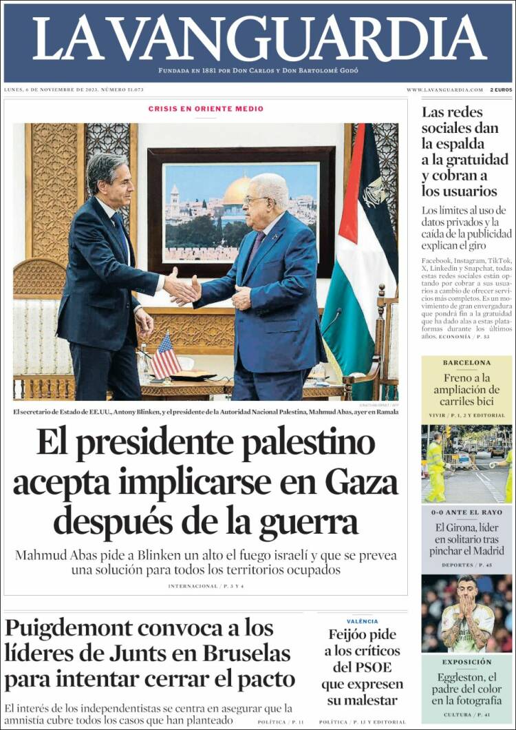 Portada de La Vanguardia (Espa&ntilde;a)