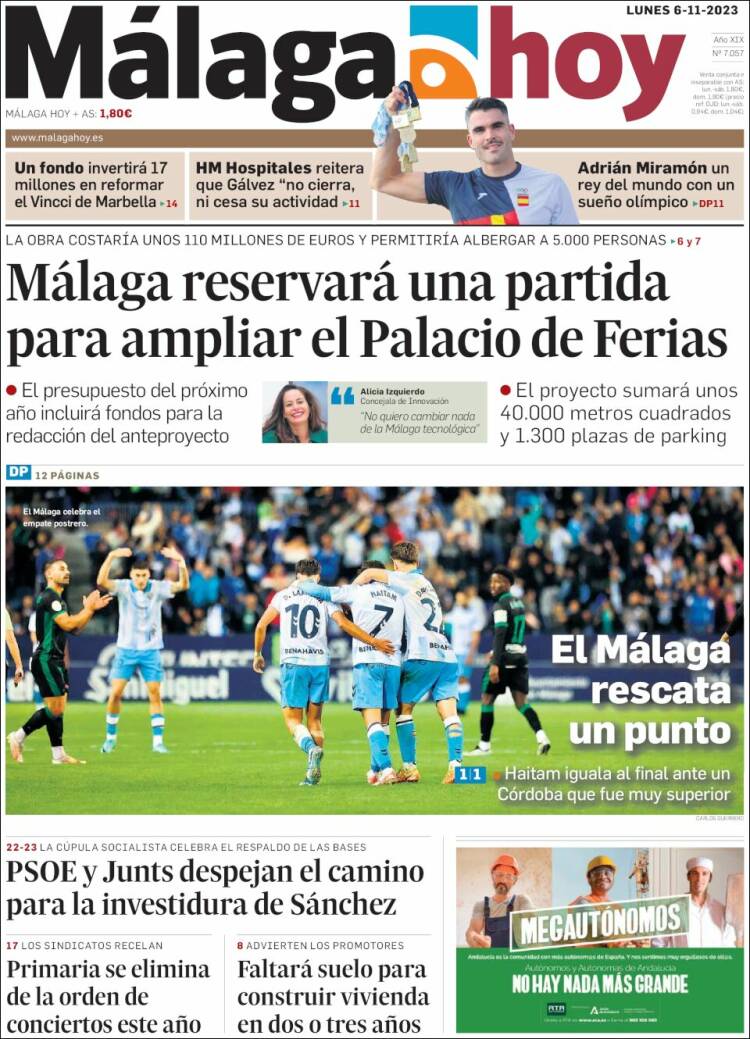 Portada de Málaga Hoy (Espa&ntilde;a)