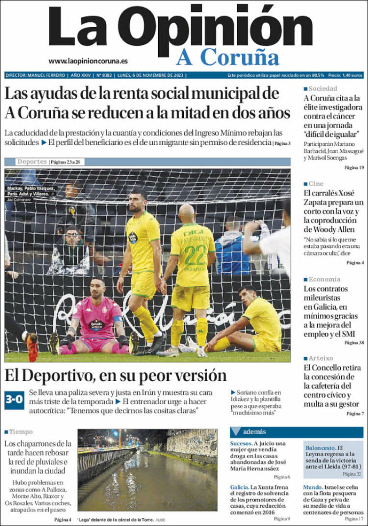 Portada de La Opinión de A Coruña (Espa&ntilde;a)