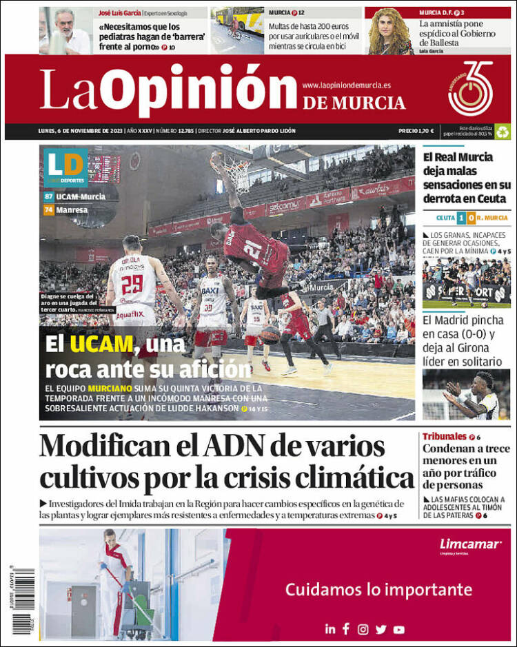 Portada de La Opinión de Murcia (Espa&ntilde;a)