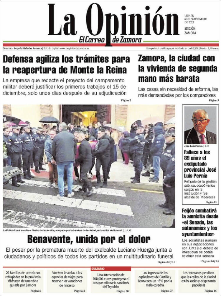 Portada de La Opinión - El Correo de Zamora (Espa&ntilde;a)
