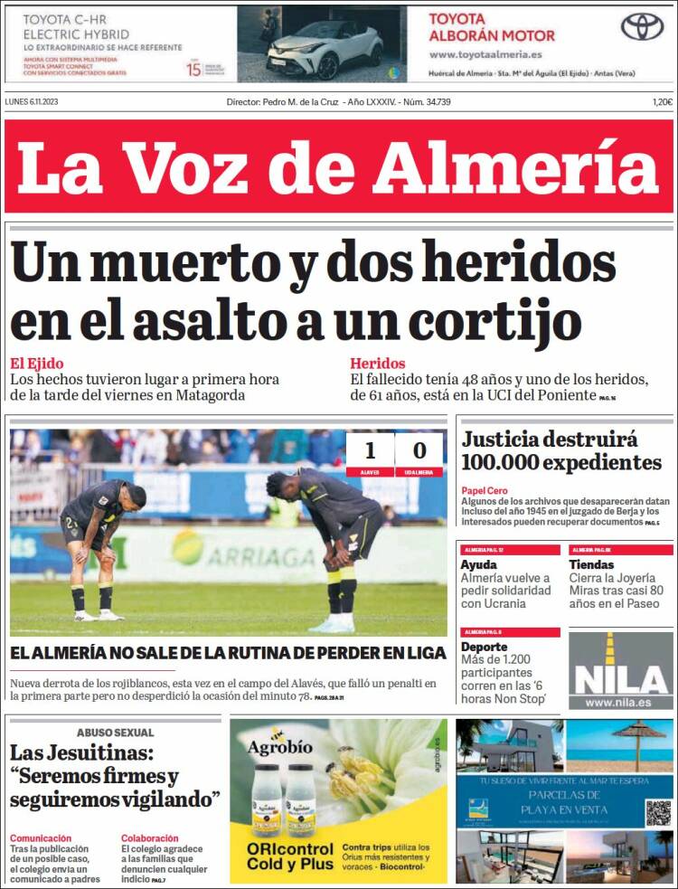 Portada de La Voz de Almería (Espa&ntilde;a)