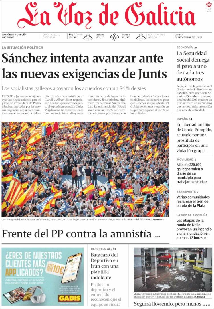 Portada de La Voz de Galicia (Espa&ntilde;a)