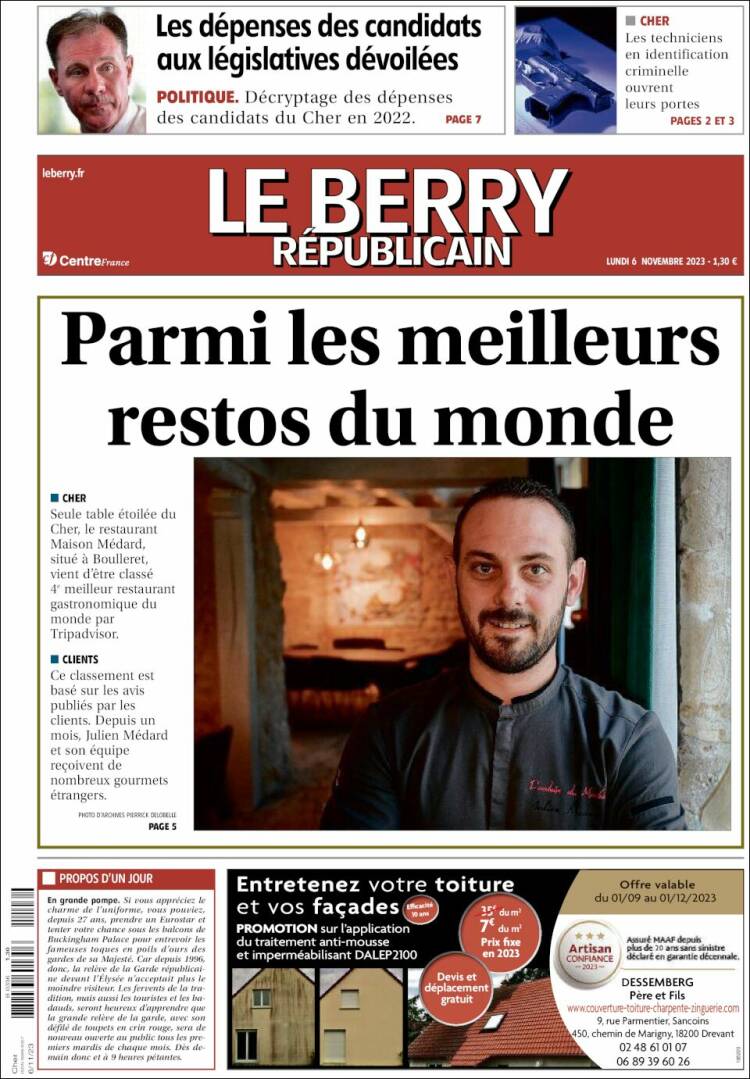 Portada de Berry Republicain (Francia)