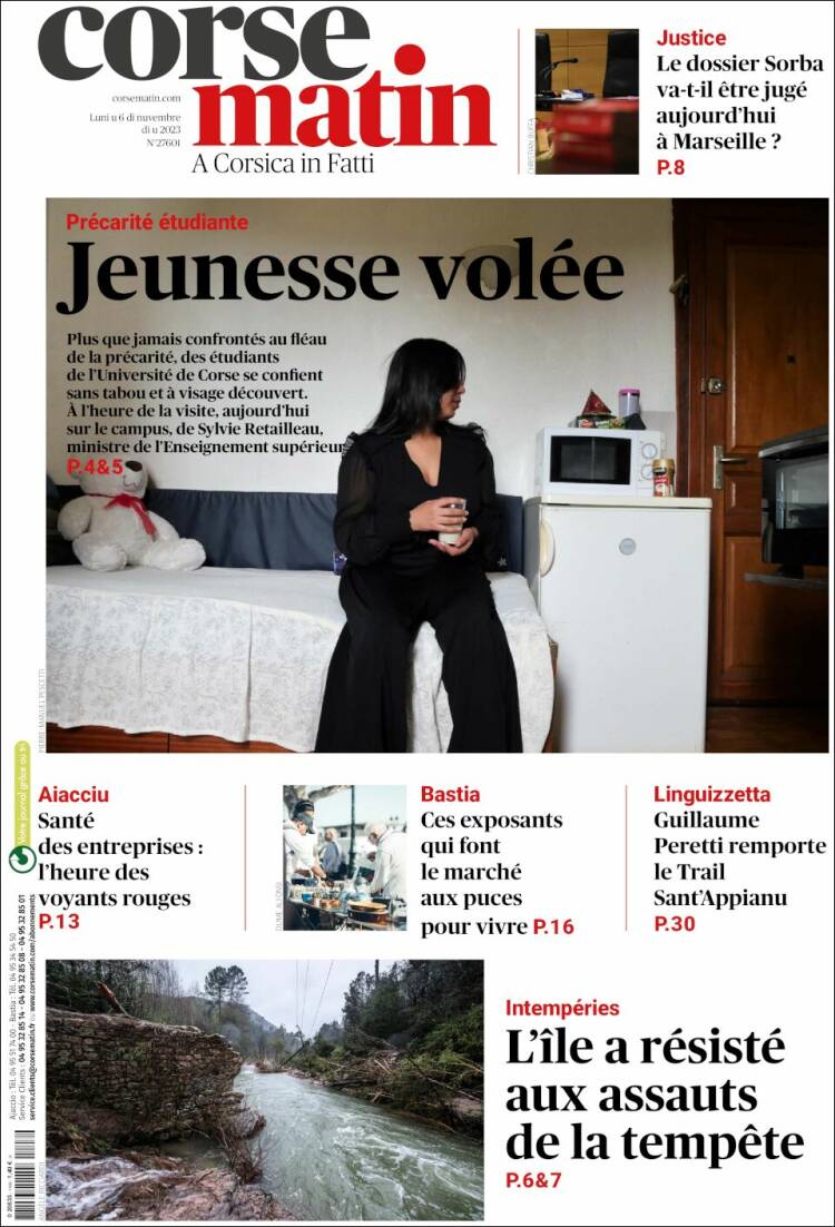 Portada de Corse-Matin (Francia)