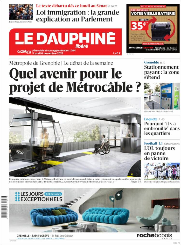 Portada de Le Dauphiné Libéré (Francia)