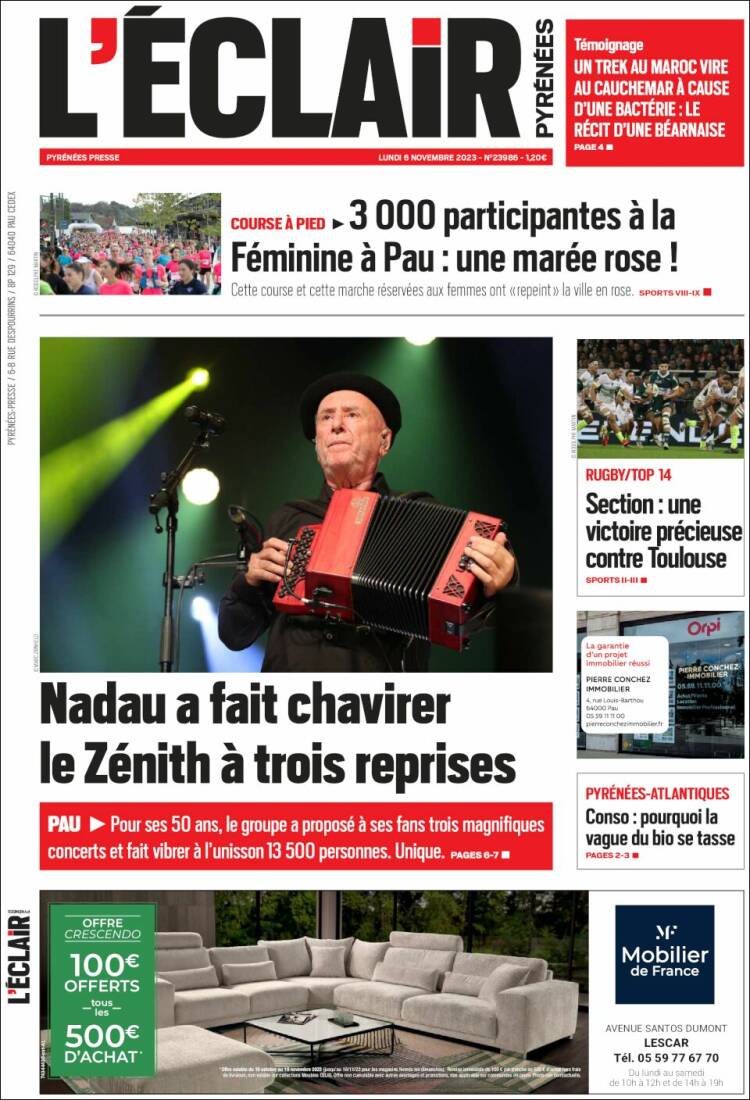 Portada de L'Eclair des Pyrénées (Francia)