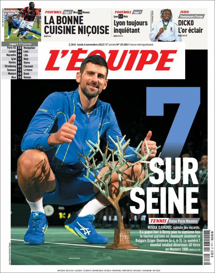 Portada de L'Equipe (Francia)