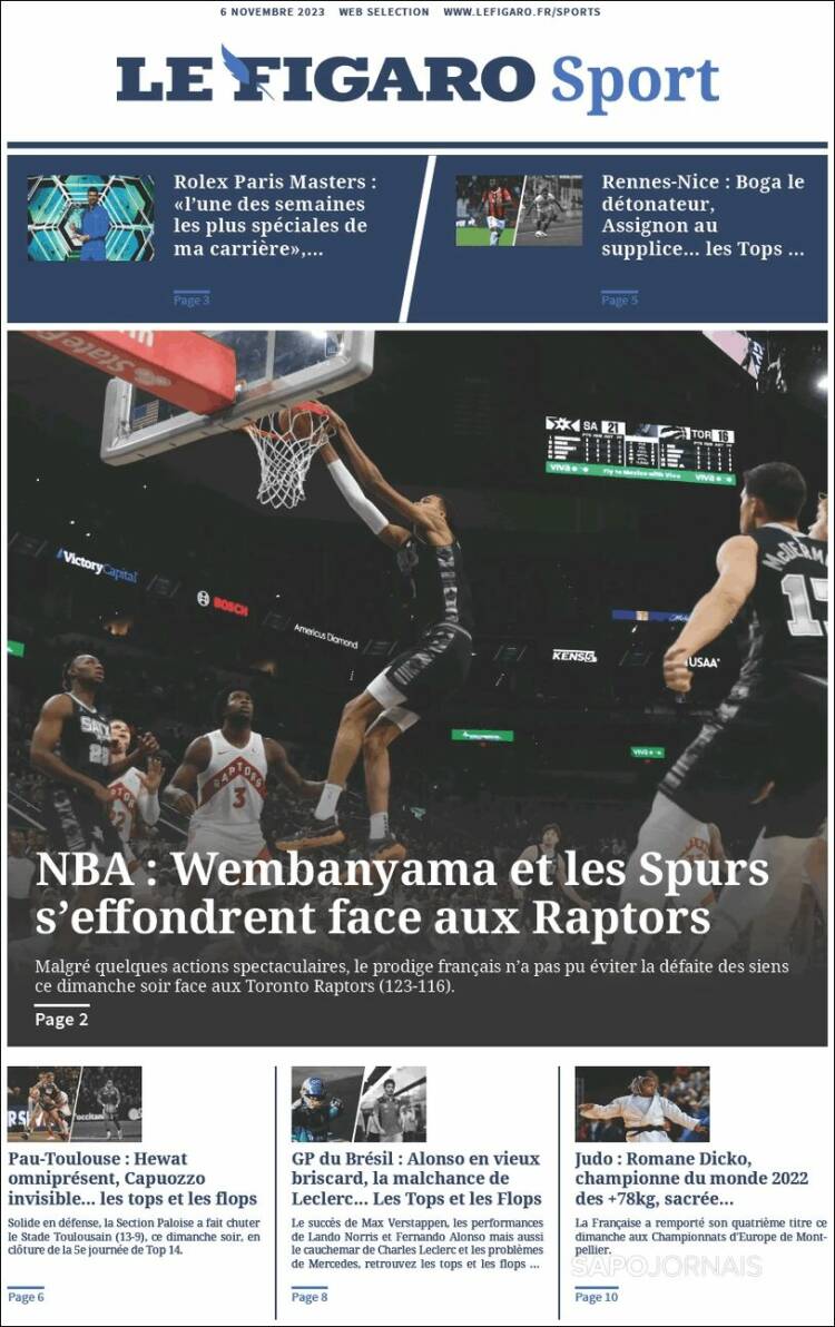 Portada de Le Figaro Sport (Francia)