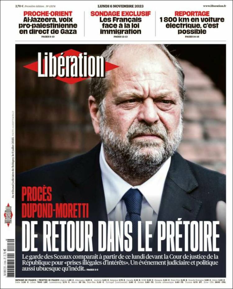 Portada de Libération (Francia)