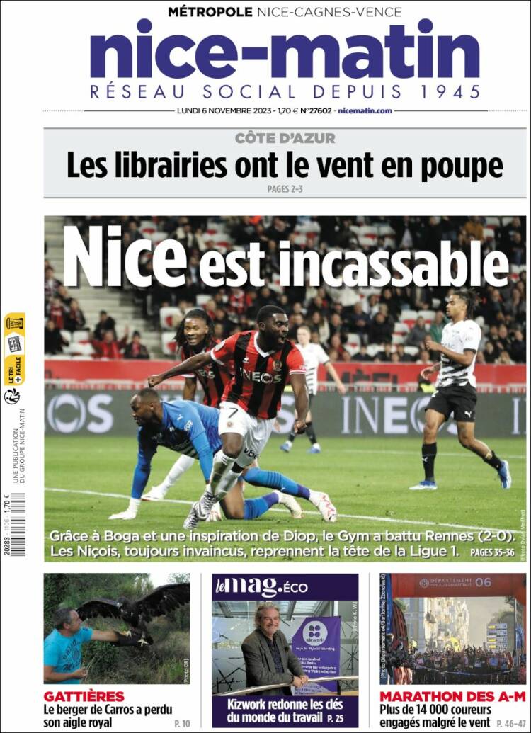 Portada de Nice-Matin (Francia)