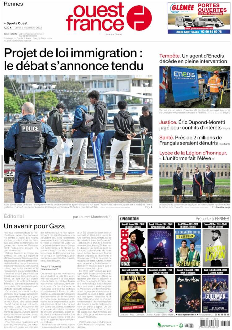 Portada de Ouest France (Francia)