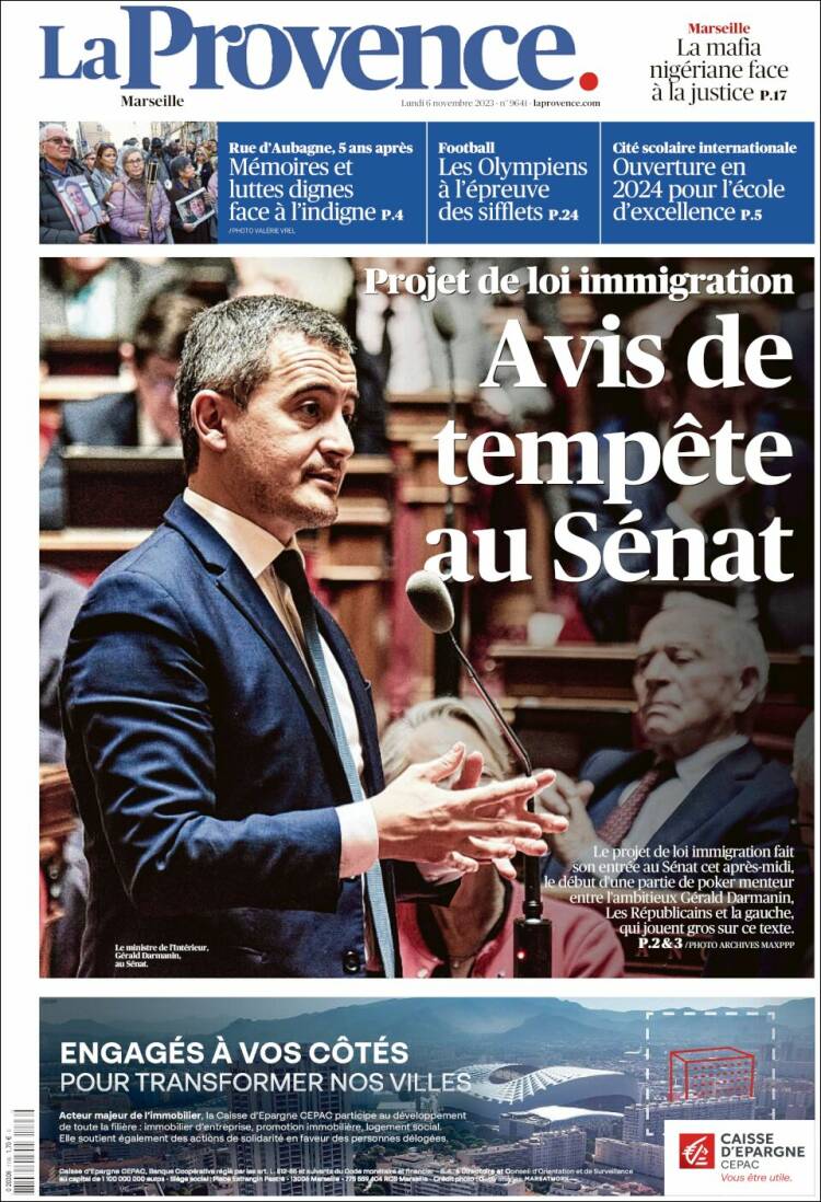 Portada de La Provence (Francia)