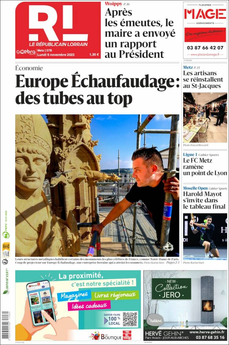 Portada de Le Republicain Lorrain (Francia)
