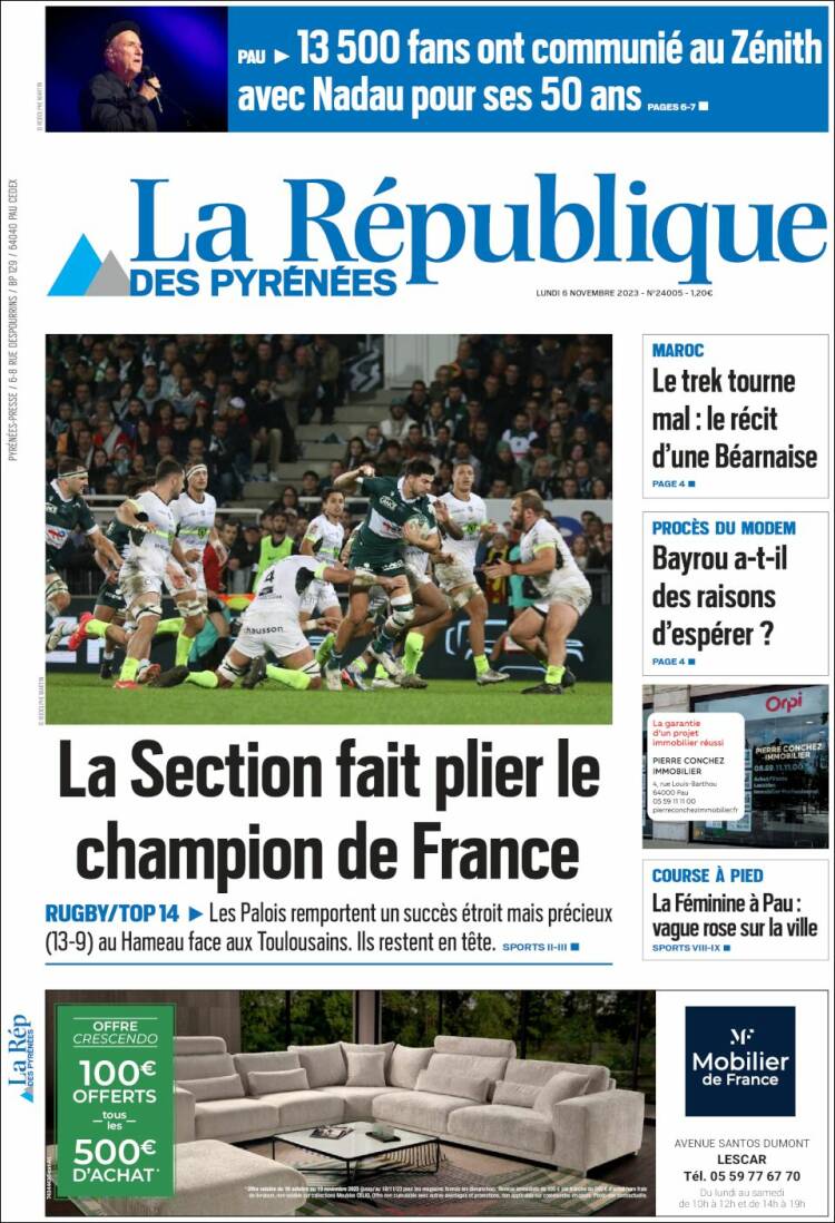 Portada de La République des Pyrénées (Francia)