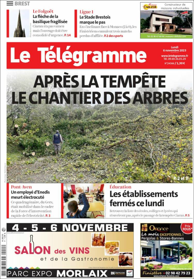 Portada de Télégramme (Francia)