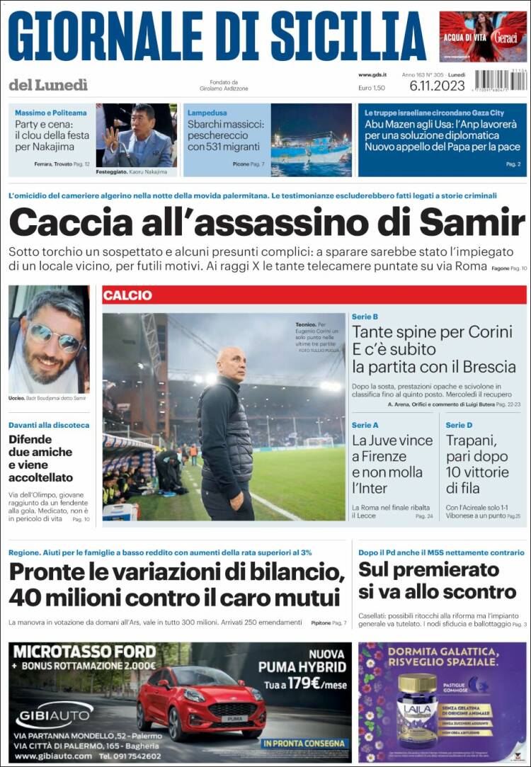 Portada de Giornale di Sicilia (Italia)