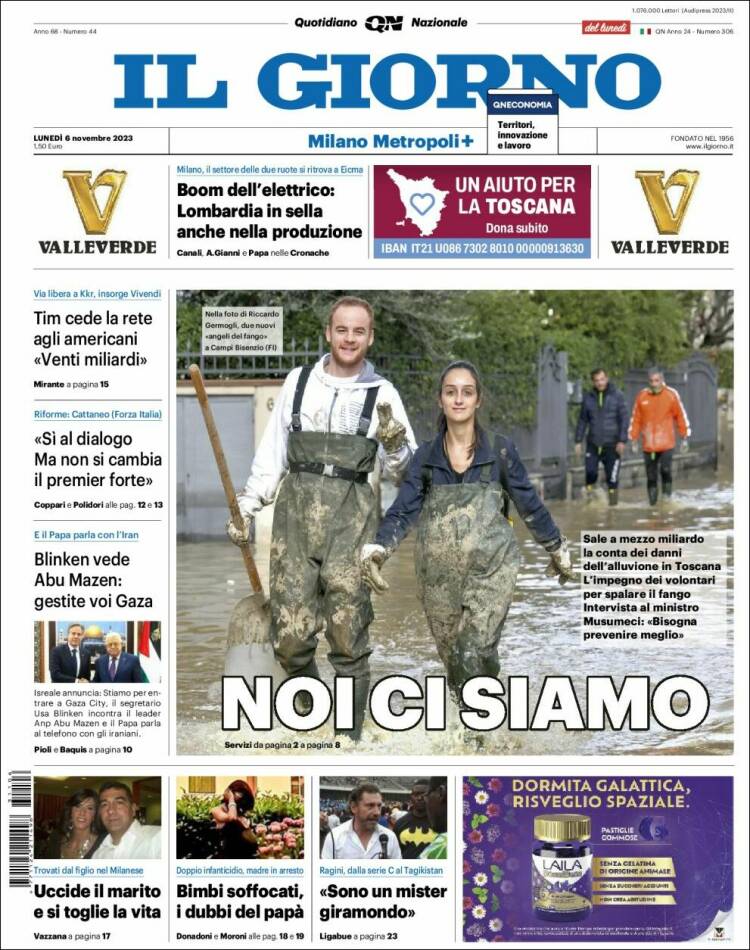 Portada de Il Giorno (Italia)