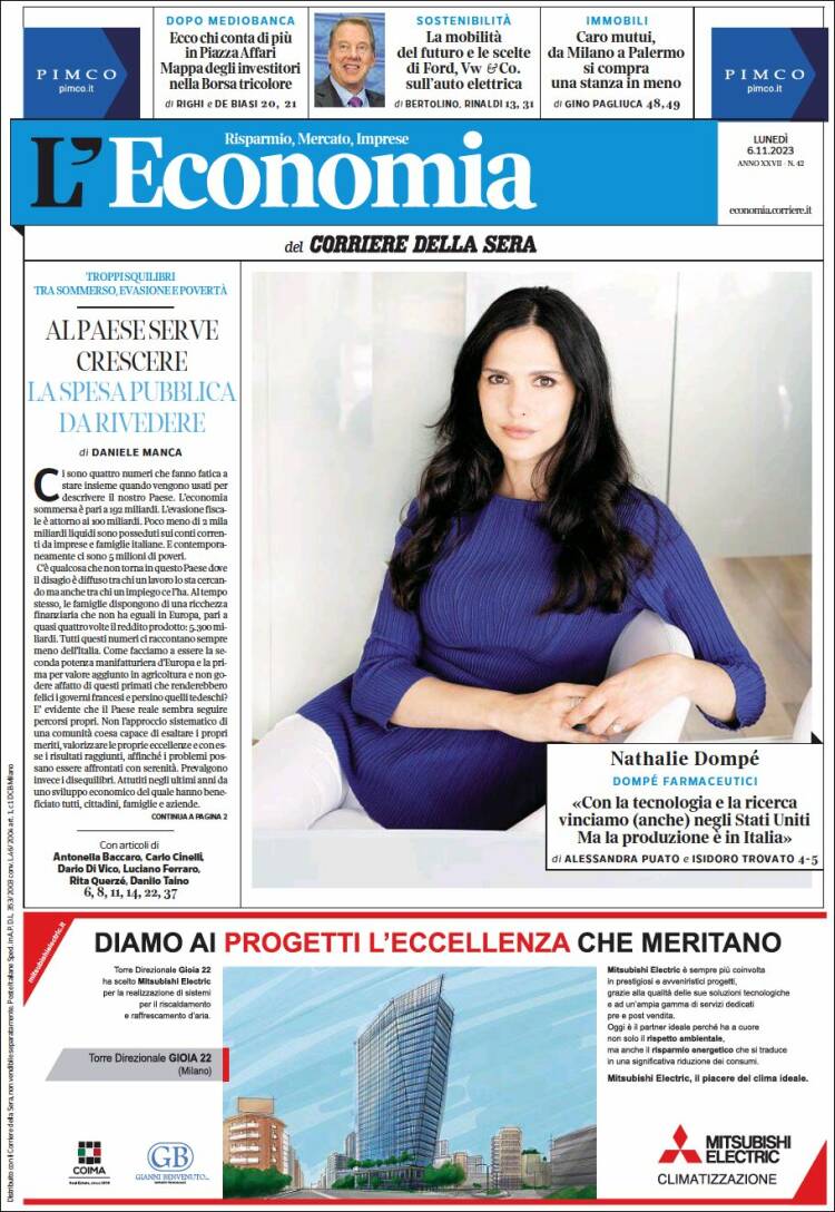 Portada de L'Economia (Italia)