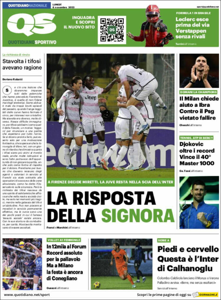 Portada de Quotidiano Sportivo (Italia)