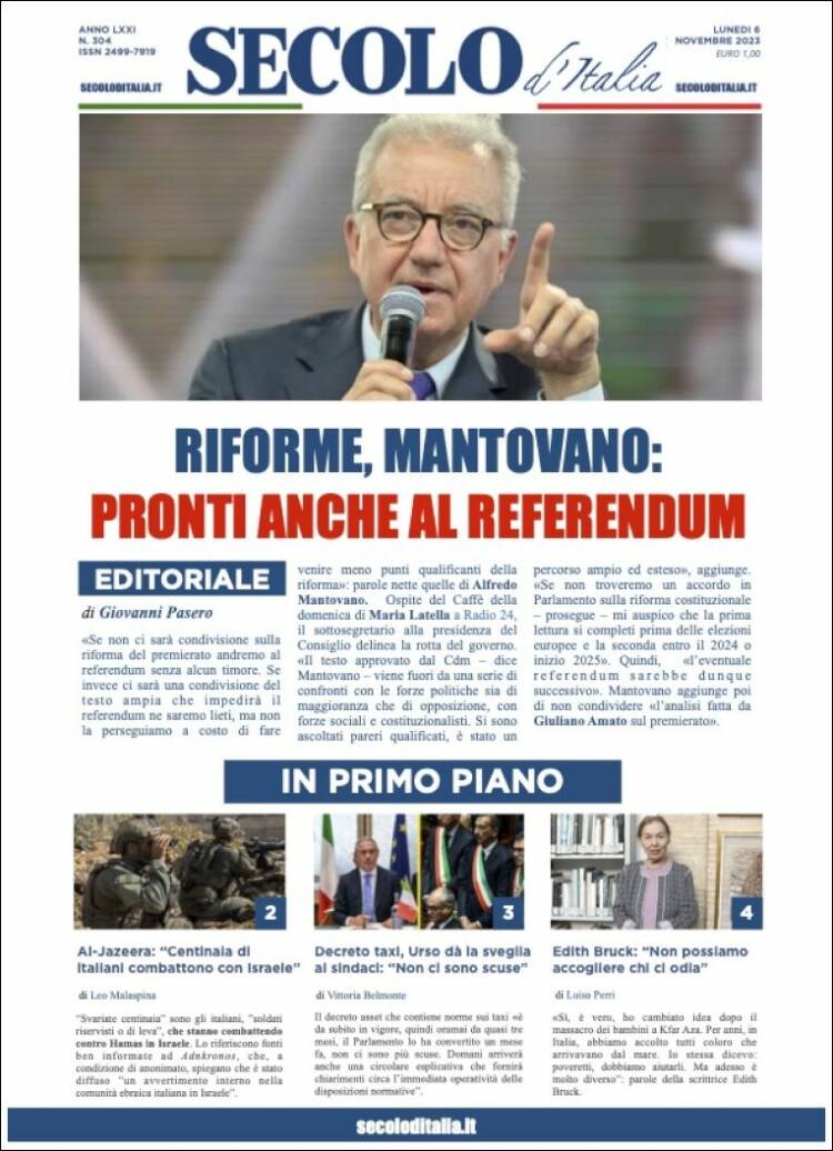 Portada de Secolo d'Italia (Italia)